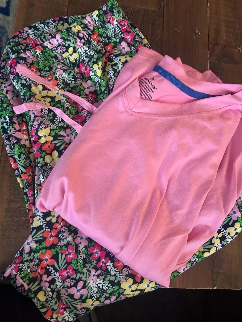 Cuddl Duds Women's V-Neck Long Sleeve Pajama Top & Floral Boxer Shorts Set